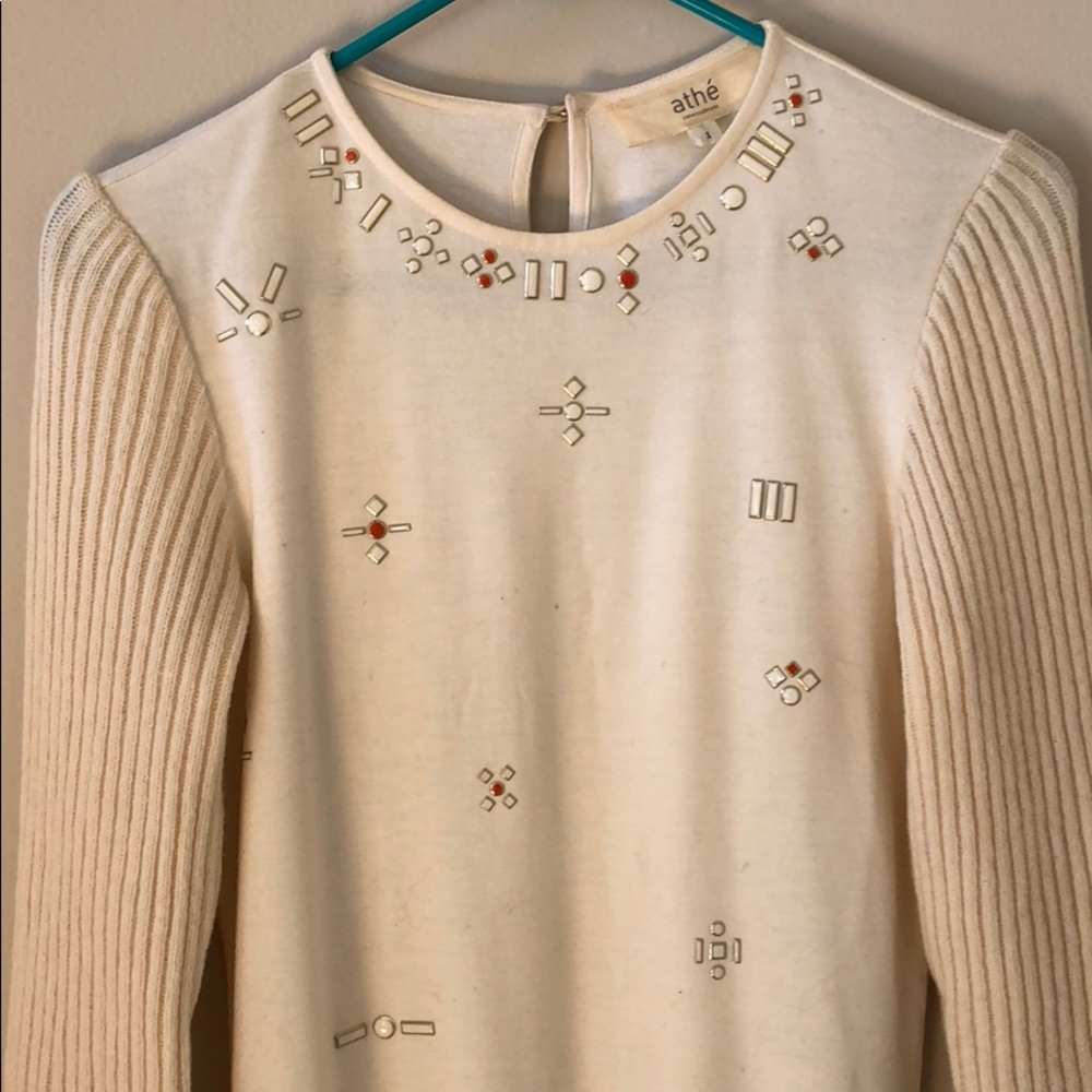 Athe cream dress with coral beading size 1 (S )